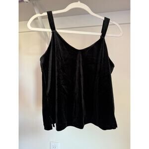 Old Navy Velvet Top Camisole Crop Undershirt Blouse‎ Black Size XS Velour